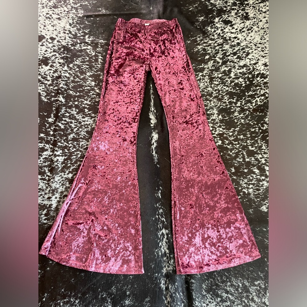 Pink Velvet Flare Pants